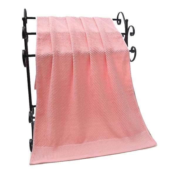 Bløde badehåndklæder i bomuld, hurtigtørrende og meget absorberende, teksturerede badehåndklæder 70*140 cm (2 stk.) Pink