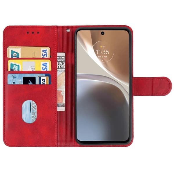 Lærtelefondeksel til Motorola Moto G32 Red