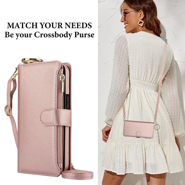 Crossbody pung læderetui til iPhone 11 Pro Max / 11 Pro / iPhone 11 Pink For iPhone 11