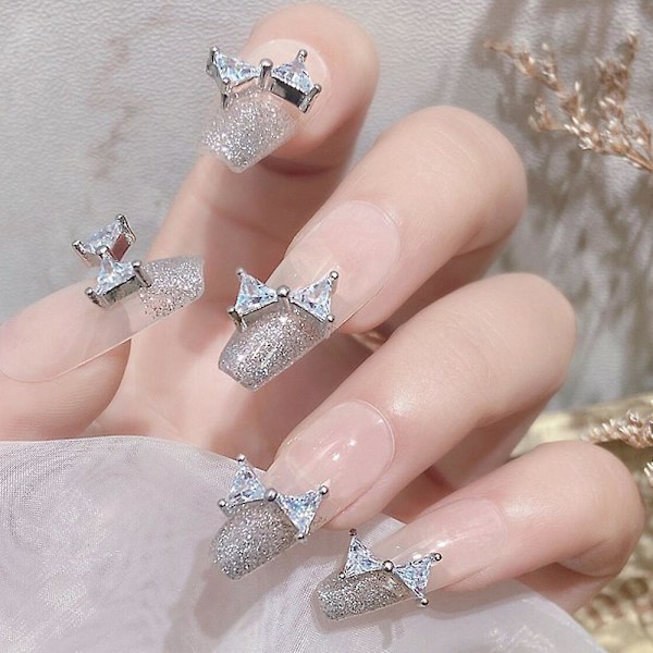 12 stk. Sløjfe Negle Legering Rhinestones Til Negle Sæt Sløjfe Negle Krystaller Til Akryl Negle Juveler Rhinestones Negle Kunst style3