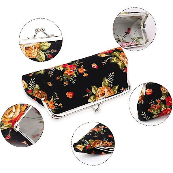 2 Pakkausta Kolikkokukkaro Puhelinpussi Ruusukuvioinen Lukkokukkaro 18 cm P x 8,9 cm K