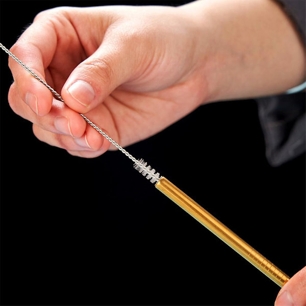 6 ruostumattomasta teräksestä valmistettua pilliä, uudelleenkäytettävät metallipillit juomalaseihin, kuppeihin, mukeihin ja kylmiin juomiin golden