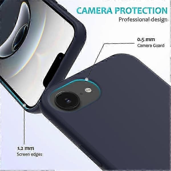 Kompatibelt Skal för Iphone 16e, Fallsäkert Flytande Silikon Mjukt Foder Baksida Telefonskydd Dark Blue