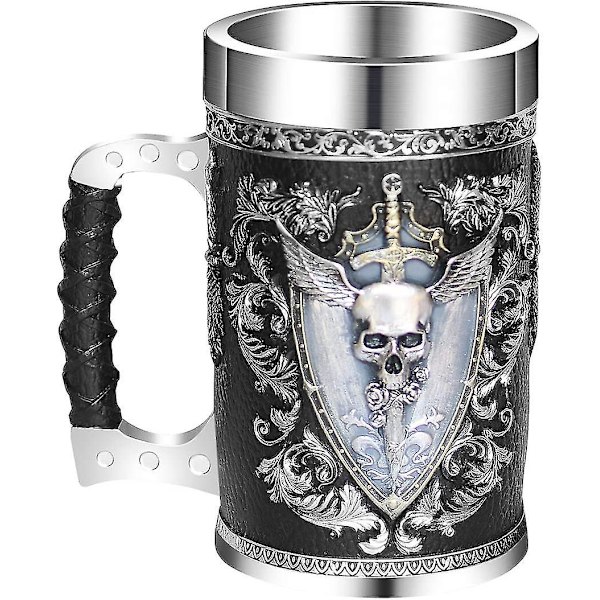Rustfritt Stål Krigerkrus, Acsergery Middelaldersk Drikkekar Ølkrus Stein Tankard Kaffekopp Krus 500ml Gave