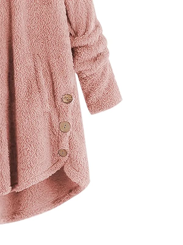 Termisk damejakke med knapper, varmt overtøj til efterår og vinter, dametøj Pink 2XL
