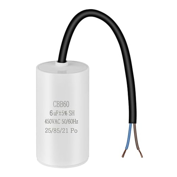 CBB60 startkondensator 6 μF, 450 VAC elektrisk motorkondensator, 50/60 Hz universell kondensator