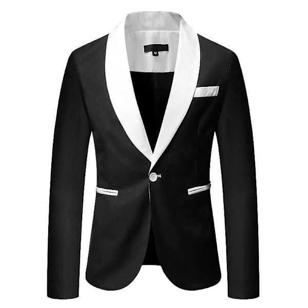 Miesten rento bleiseritakki, slim fit, tyylikäs pukutakki Black L