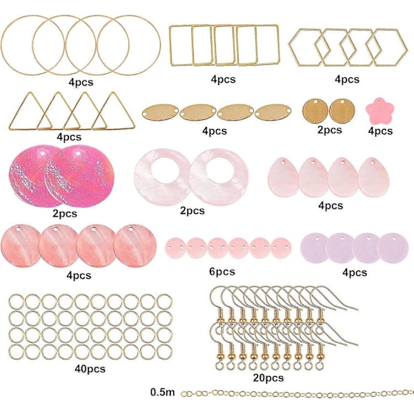 1 Ask DIY 10 Par Rosa Berlock Örhängen Tillverknings Startkit Sötvattensskal Berlocker Geometrisk Blomma Hängande Droppe Rund Triangel Kopplingsringar Smycken M