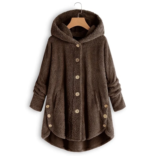 Varm jacka med thermal för kvinnor, casual ytterkläder för höst och vinter, damkläder Coffee 2XL