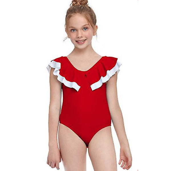 Flickande Strand Sport Halterneck En Delig Baddräkt red 140