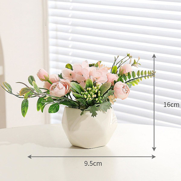 Enkel geometrisk blomkruka simulerad blomma dekoration vardagsrum matbord krukväxt dekoration hem grön växt bonsai pink