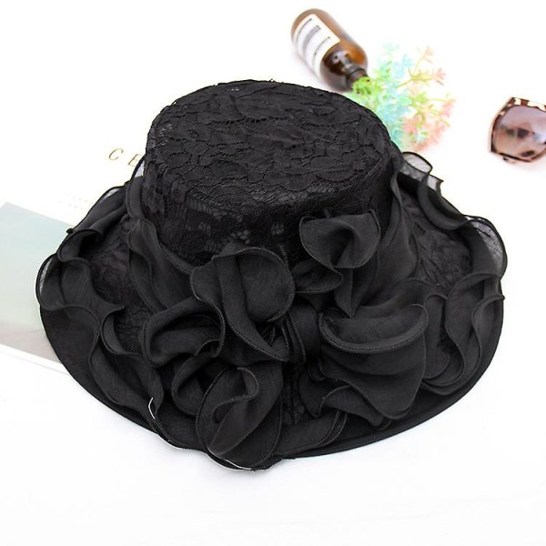 Sztxj Dame Bryllupshat Elegant Blonde Solhat Strand Rejse Sommer Solbeskyttelse Kasket Skygge Udendørs Fascinator Til Fest Galla Ferie