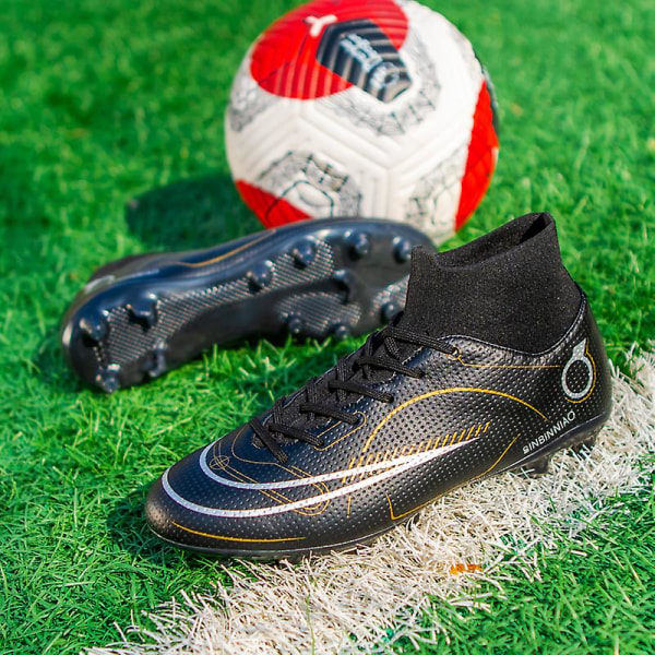 Fotbollsskor för män, halkfria fotbollsskor, grässkor, Yj619 Black 39
