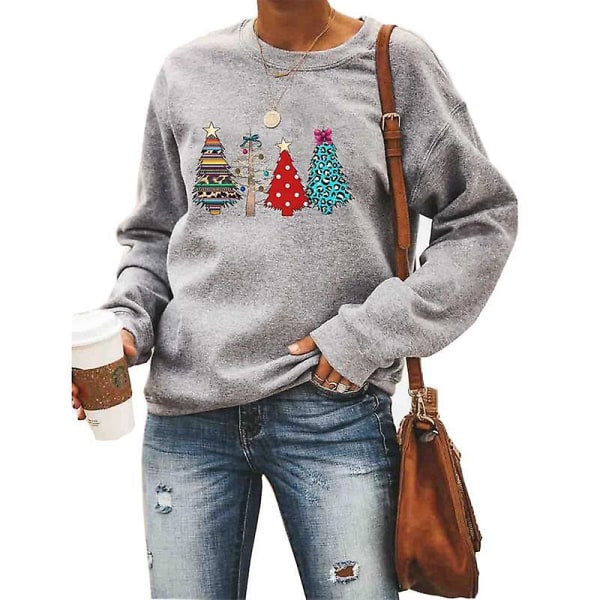 Kvinnors jul fleece tröjor långärmad fuzzy sweatshirts style 9 M