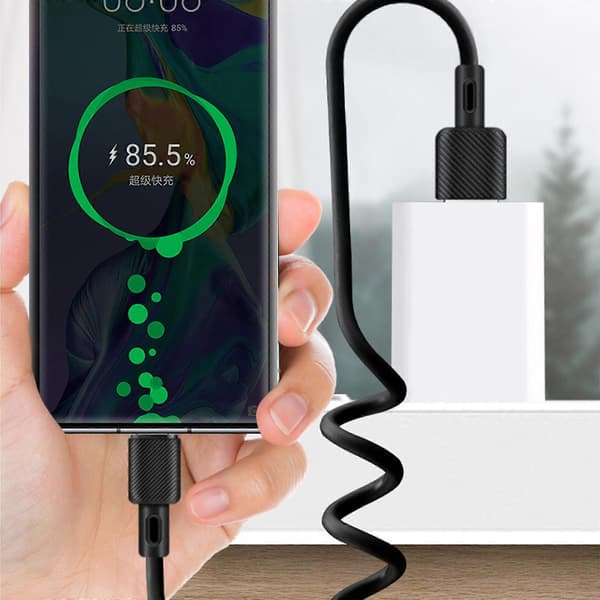 USB till Typ C Strömkabel USB till USB C Spiralkabel med 66W Strömförsörjning Stöder Dataöverföring