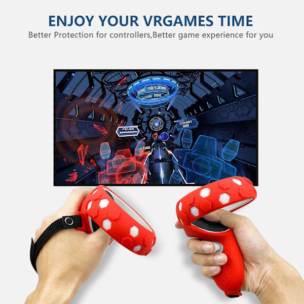 Silikone Greb Cover Controller Greb til Oculus Quest 3, Beskyttende Ærme med Controller Håndstropper og 2 stk. Rocker Cap til Meta Quest 3 Tilbehør