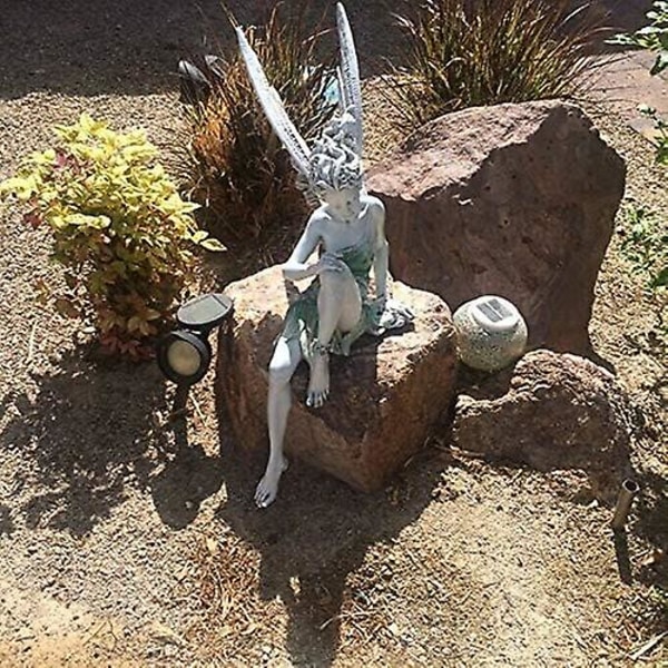 Siddende Fe Statue, Resin Havepynt Håndværk Landskabspleje Gård