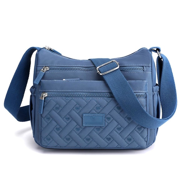 Kvinnor Crossbody Väska Multi-ficka Nylon Vattentät Lätt Casual Axelväska Handväska Portfölj blue
