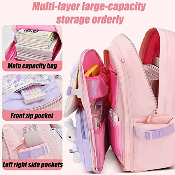 Bunny Ryggsäck Bad Bunny Ryggsäck Bunny Ryggsäck För Flickor För Skola Kawaii Flick Ryggsäck Pink L
