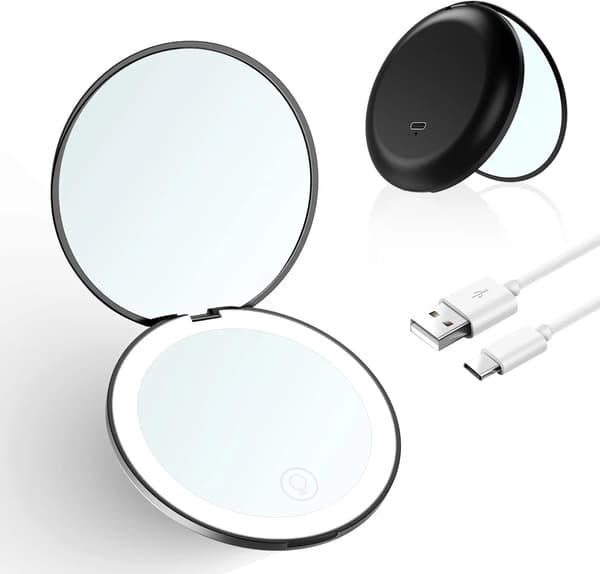 Genérico Sminkespeil med oppladbart LED-lys, hvitt lys (inkludert type C-lader)