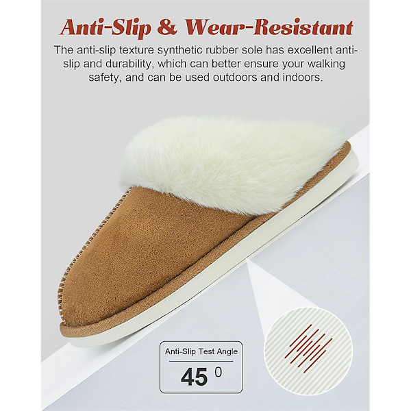 Mjuka tofflor för kvinnor och män, fluffiga mjuka varma hemmtofflor Khaki 40-41