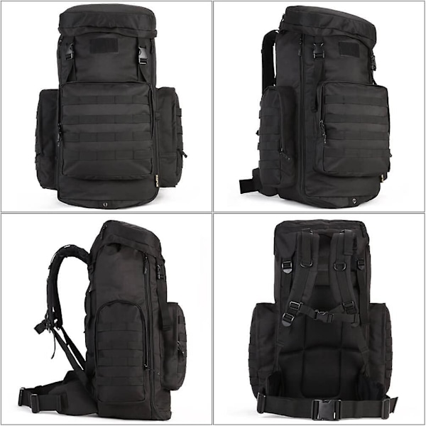 Vandringsryggsäck 70l Stor 85l Taktisk Ryggsäck Molle Militär Trekking Ryggsäck Svart