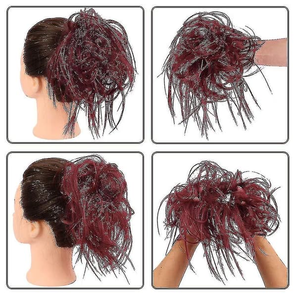 Slarvig Hårbulle Hårstycke Med Elastiskt Gummiband Extensions Hårstycke Syntetiskt Hår Extensions Scrunchies Hårstycke För Kvinnor (Tousled Updo Bun, Br