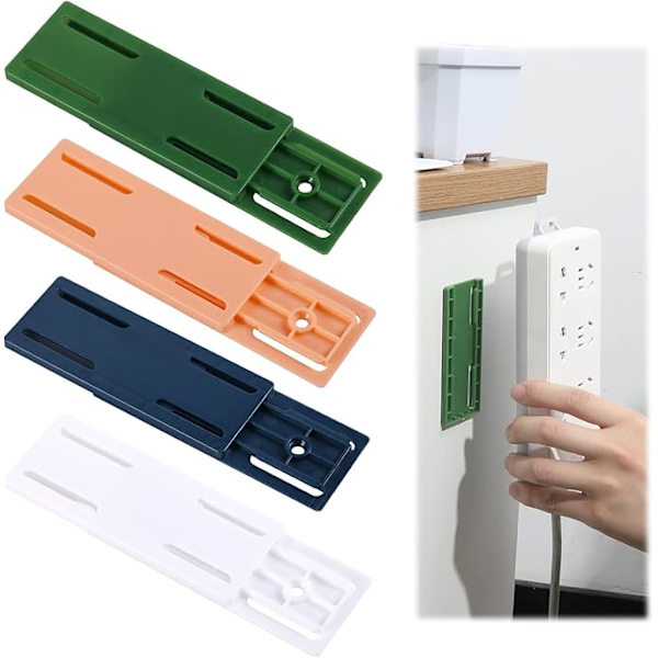 4st Socket Fixer Självhäftande, Adhesive Punch Free Socket Hållare Kabelhantering Punch Free