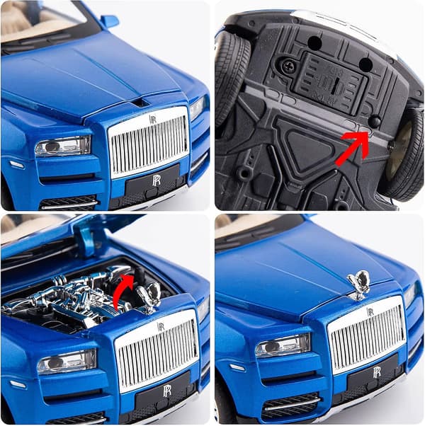 1/24 skala Rolls-Royce Cullinan SUV modelbil legetøj, zinklegering træk tilbage legetøjsbil med lyd og lys til børn drenge piger gave (blå)