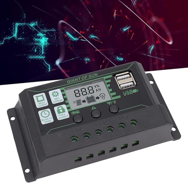 Solar Charge Controller Intelligent PWM Industrilader 5V USB for Energikontroll (100A)