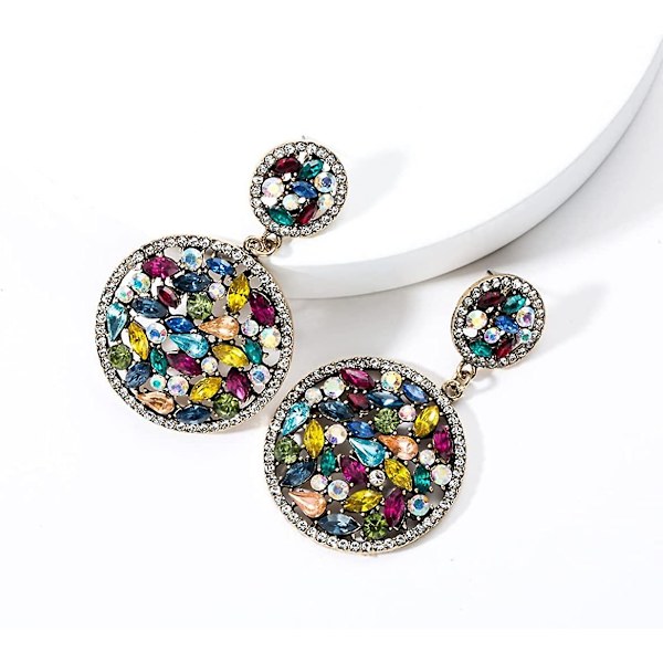 Seed Bead Hoop Øredobber, Fargerike Perlebesatte Sirkel Dingle Øredobber For Kvinner, Bohemske Perlebesatte Hoop Øredobber, Glitrende Flerfarget Rund Sirkel Stud