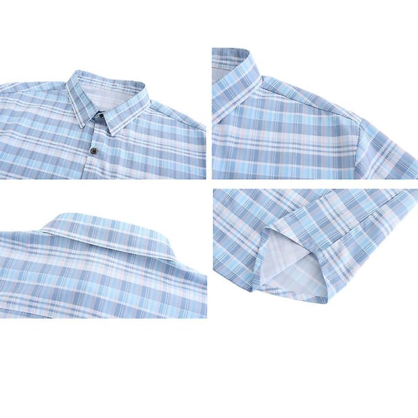 Slim-fit långärmad skjorta för män, skjortor med knappar för män Blue L