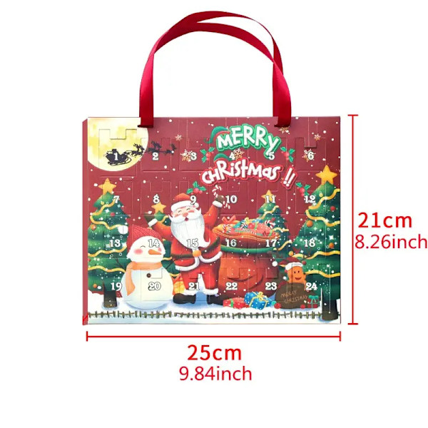 1 stk., Jule 24 Grid Nedtællingskalender Blind Box Sæt Jul Kreativ Håndlavet DIY Børnearmbånd Gaver Juledekoration blå