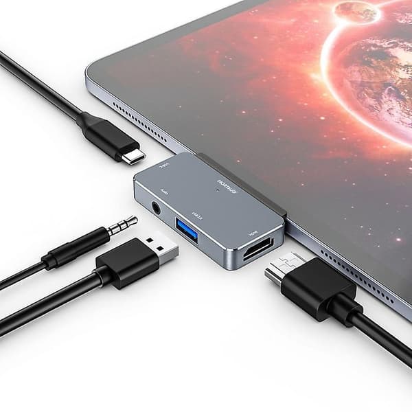 Usb C Hub Type C til Hdmi Adapter 3.5mm Audio Pd Ladekonverter 4k