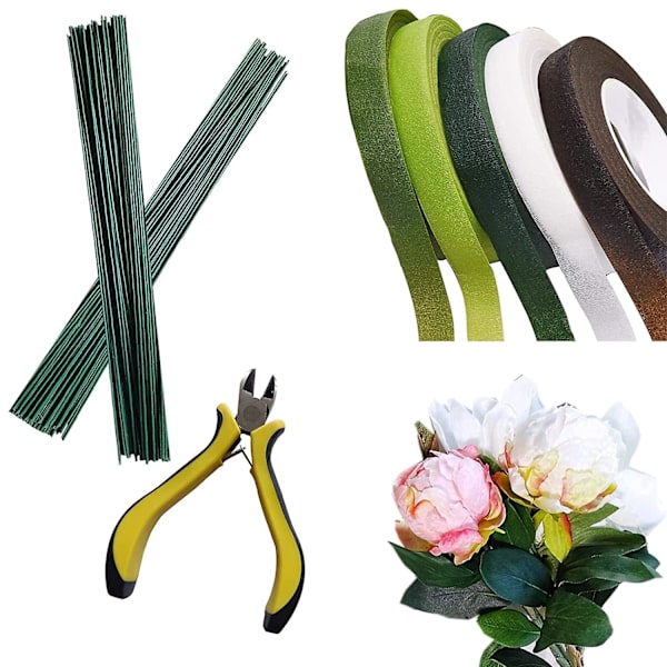Blomsterarrangemang Kit Verktyg Trådskärare Stjälk Blomster Trimningssax Blomstertråd 50 st 16\", Gröna Blomstertejper För Bukett Stjälk Wrap