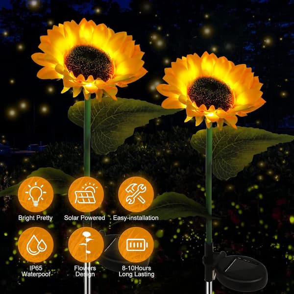 Solsikke Solar Blomster Lys til Havepynt Udendørs