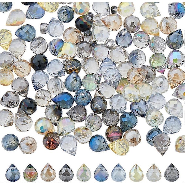 100 st 10 Färger Galvaniserade Glaspärlor 5x6mm Transparenta Glaspärlor Bulk Kristall Tårpärlor Glittrande Pärlor Facetterade Små Distanspärlor för Armband