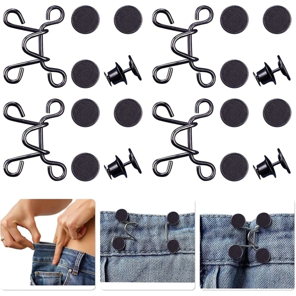 4 set byxmidjestram, justerbart midjespänne set, extra knapp för jeans att göra stramare, knappjustering