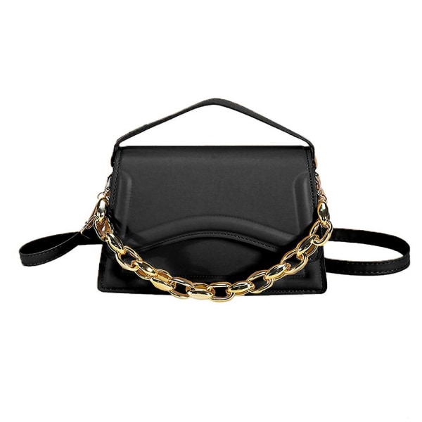 Dam axelväska retro klassisk plånbok PU läder clutch handväska magnetlås. black