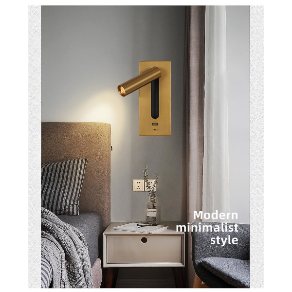 3w Varmt Lys Væglampe Sengelamper Led Væglamper USB Oplader Kontakt Sengelampe Væglampe