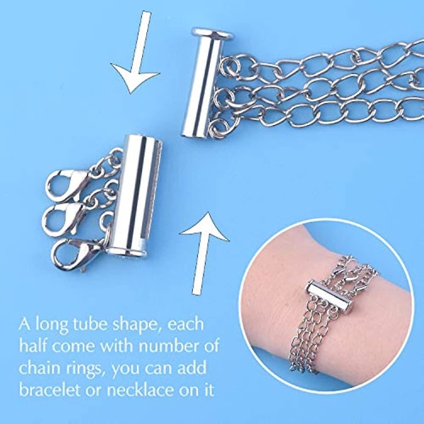 8 st 3 storlekar Skjutlås Lås Multi Rörlås Halsband Armbandskopplingar för lagerhalsband Armband Smycken Craft