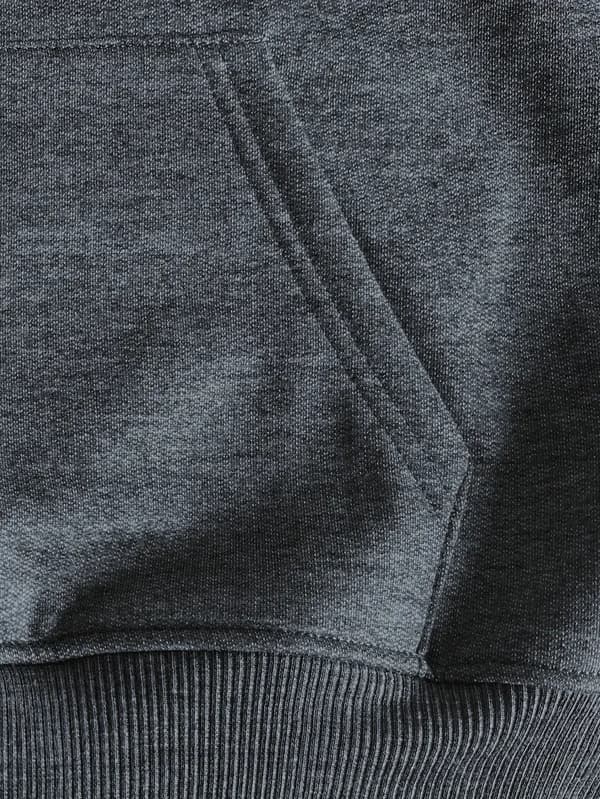 Solid Kangaroo Pocket Hættetrøje, Casual Langærmet Hættetrøje Til Efterår & Vinter, Dametøj grey L