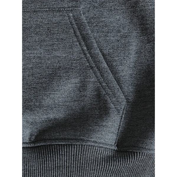 Solid Kangaroo Pocket Hettegenser, Casual Langermet Hettegenser For Høst & Vinter, Dameklær grey M