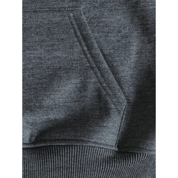 Solid Kangaroo Pocket Hoodie, Casual Långärmad Hoodie För Höst & Vinter, Damkläder grey M