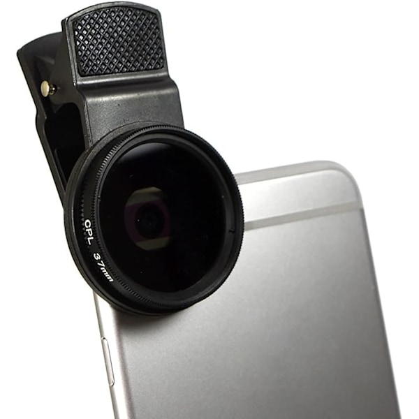 37 mm CPL mobiltelefon polarisator universal klämma på cirkulärt filter, avtagbart polariserande linsfilter