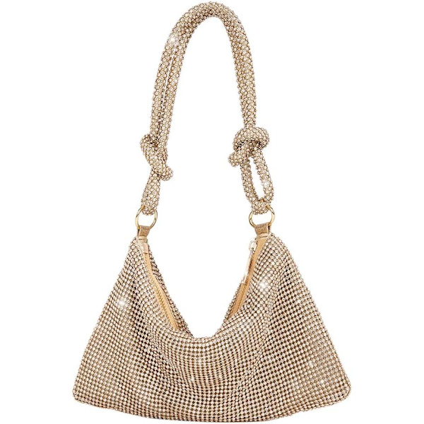 Strass-koristeltu crossbody-laukku naisille, hopea, kirjekuorilaukku, iltalaukku, käsilaukku, kimalteleva strassi, timanttikirjekuorilaukku juhliin, morsiamelle, iltalaukku kulta