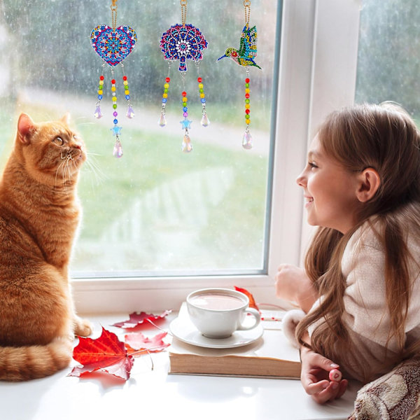 Diamantmålning Solfångare 6 Delar 5D DIY Vindspel Hantverksset Barn Kristallhänge Hängande Ornament Fönsterdekoration Kreativa Gåvor D