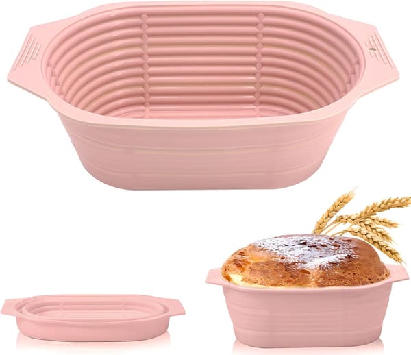 Silikon brödsäker korg-bröd   säker korg för surdeg rosa