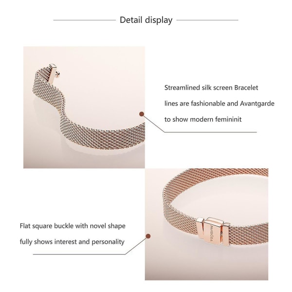 Flätad Armband Dam Smycken Charm Basic Stil Flickvän Födelsedagspresent 16cm Gold
