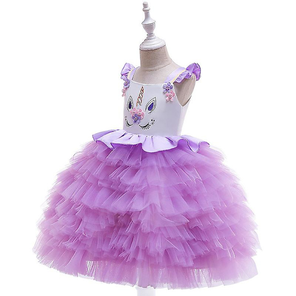 Tyttöjen Prinsessamekko, Tyttöjen Yksisarvinen Cosplay Karnevaali Hääprinsessamekko Purple 110